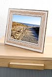 Echtholz Vintage Bilderrahmen „Toskana“ im rustikalen Shabby-Chic Look (weiss / braun), traditioneller Holz-Rahmen im Landhaus-Stil – natürlich schön! (24×30 cm) - 3