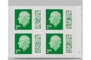 YUVA 2nd Class Postage Stamps (Pack of 4 Stamps), Self-Adhesive for UK Letter Postage Stamp with Barcode, Green