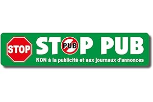 1 X Autocollant Stop Pub Vert 9 X 2 Cm Pas de Publicite Non à la Publicité Écologie Boites Aux Lettres