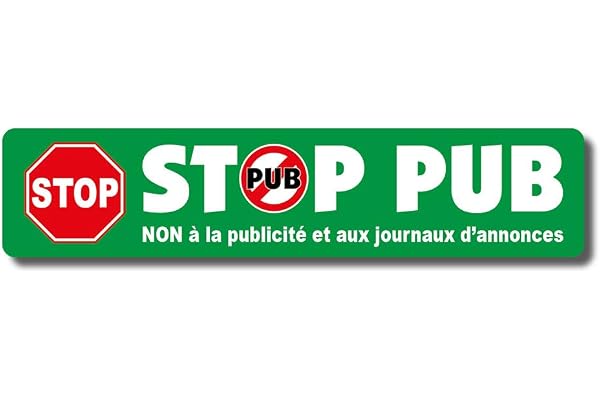 1 X Autocollant Stop Pub Vert 9 X 2 Cm Pas de Publicite Non à la Publicité Écologie Boites Aux Lettres