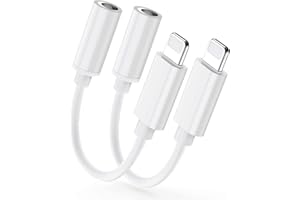 SOUTHWIRE [Apple MFi Certified] (2 Pack Lightning to 3.5 mm Headphone Jack Adapter，iPhone 3.5mm Audio Aux Adapter Dongle Earphone Converter For 14/13/ 12/11/ XS Max/X/XR / 8/7/ 6 Supports all iOS white