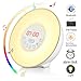 Price comparison product image Wake Up Light, Wuloo Bluetooth Sunrise Simulation Wake-Up Light Colored Sunrise Alarm Clock, with Bluetooth Speaker, Nature Sounds FM Radio, 7 Colours /10 Brightness, Touch Control Sunset&Snooze