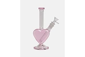 SUMMER SUNSET LTD Glass Bong with percolate, Heart Bong with 14.5mm Bong Bowl Height 21.5cm Weight 300g Glass Pipe for Smoking Bongs, Gift for her (Pink)