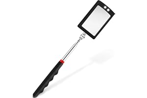 Greluma 1 Styck Teleskopisk LED belyst flexibel inspektionsspegel, 360 graders vridbar för extra sikt