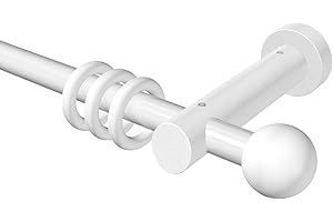 Flairdeco Gardinenstange 20 mm Ø, 1-läufig, Typ Kugel, Metall/Holz, Weiß, 100 cm