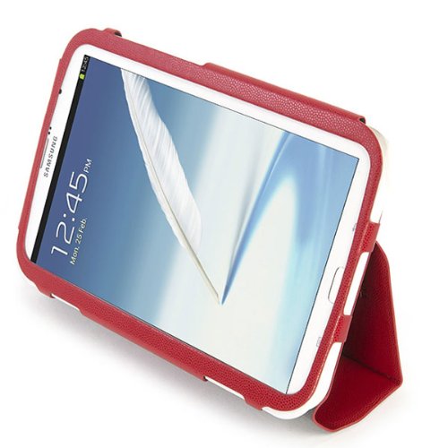 Tucano TAB-LS37-R geprägtem Optikleder Schutzhülle für Samsung Tab3 17,8 cm (7 Zoll) mit 2 Aufstellfunktionen rot - 3