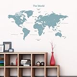Decowall DMT-1509B Moderne Blaue Weltkarte Wandsticker Wandaufkleber Wandtattoo Kinderzimmer (Groß) - 3