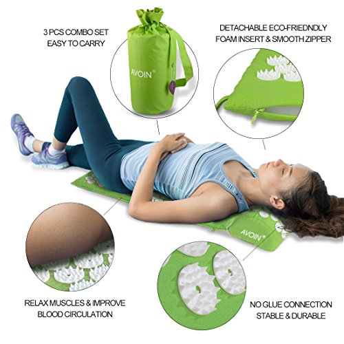 AVOIN colorlife Yogamatte – Akupressurmatte und Kissen Set zur Effektiven Lockerung und Entspannung – Medizinische Entspannungsmatte mit 6210 Druckpunkten – 64 x 42 cm (Fröhlichen Farben erhältlich) - 7