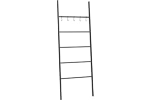 ‎HOOBRO HOOBRO Handtuchleiter, Leiterregal, Handtuchständer mit 5 abnehmbare Haken, Stabil, Platzsparend, für Eingang, Arbeitszimmer, Schlafzimmer, einfache Montage, schwarz EBK62CJ01