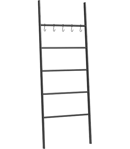Echelle porte serviette sur pied, porte serviette bambou, noir, Loft, H170 cm échelle décorative, bambou | 50725100 Echelle porte serviette sur pied, porte serviette bambou, noir, Loft, H170 cm échelle décorative, bambou | 50725100