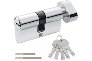 Hengsong Zylinderschloss 30/30,Knaufzylinder,Schließzylinder mit Knauf für Haustür,Haustüren,Sicherheitsschloss Haustür,Gartentor Schloss,Haustürschloss,ca.6cmx1.68cmx3.28cm,Silber