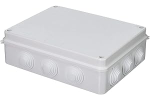 Toolzia Ip65 Electrical Junction Box, Pvc Waterproof Junction Box Plastic Adaptable Outdoor Electrical Junction Box Waterproof Project Box for Electronic Cable (255 * 200 * 80 mm/White)