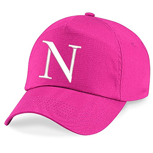 4sold Niños Escuela Bordado Gorra Niños Hat Alphabet A-Z Fuschia (N)