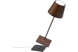 Zafferano, Lampa Poldina Pro Mini, Zasilana Akumulatorowo Bezprzewodowa Lampa Stołowa ze Sterowaniem Dotykowym, Również Jako Lampa Zewnętrzna, Ściemniacz, 2200-3000 K, Wysokość 30 cm, Kolor Corten