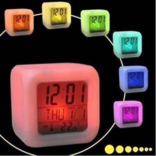 Happy Go-Mart Creative Digital Alarm Clock 7 LED Colour Change with Temperature, Alarm and Sleeping Function