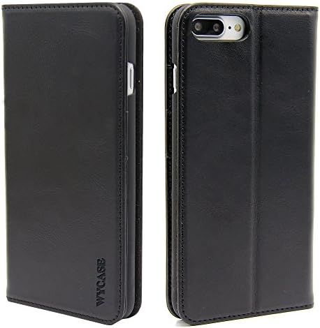 WYCASE® iPhone 8 Plus Case iPhone 7 Cas Plus Flip Folio with Kickstand Wallet Leather Case,[Cash and Card Slots] for Apple iphone 7/8 plus Black