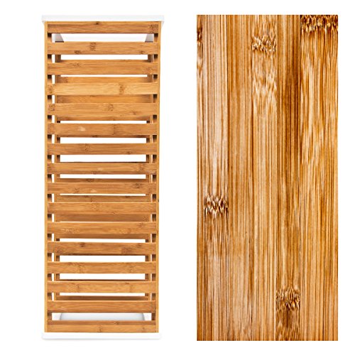Relaxdays Schuhregal aus Bambus HxBxT: 33 x 70 x 24,5 cm robustes Bambusregal mit 2 Ablagen langlebige Schuhablage Schuhaufbewahrung auf 2 Etagen Schuhschrank für 8 Paar Schuhe Regal, natur und weiß - 4