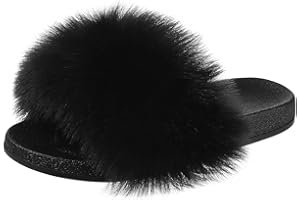 Nasogetch Pantofole Donna Peluche Ciabatte con Pelo Pelose Estive Sandali Pelliccia Ecologica