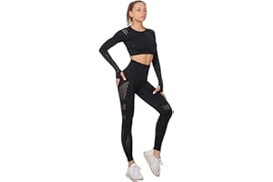 Jamron Donna Set di Abbigliamento Yoga Top Corto+Ghette 2PCS/3PCS Tuta Sportiva Palestra Fitness Activewear