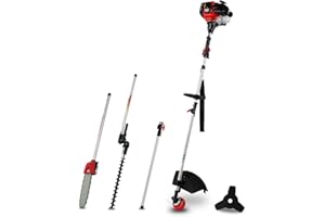 EBERTH Desbrozadora de Gasolina Multitool 4en1, Incluye Correa de Transporte, 3cv, 52ccm de Capacidad, Motor de 2 Tiempos, 2 Tiempos refrigerado por Aire, Cabezal con Punta automática, Cortasetos