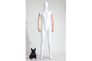 Eurohandisplay Bellissimo manichino astratto laccato bianco lucido braccia e mani in legno, piastra in acciaio inox (G1B-M maschio)