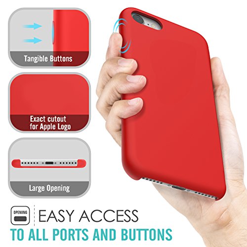 MoKo Funda para iPhone 7 - Ultra Slim Flexible Silicona Parachoques Gel Ara  azos Absorbente Resistante Protector Tacto Suave Back Cover para Apple iPhone 7  Rojo