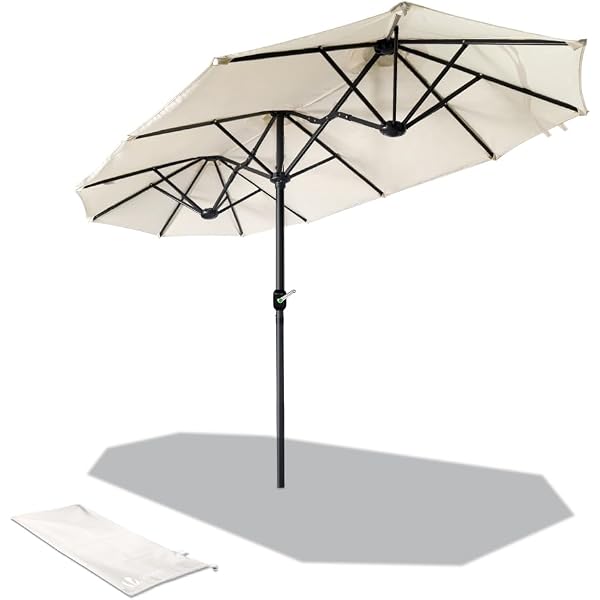 VONROC Parasol De Jardin Rapallo 200x300cm Rectangulaire Inclinable - Protection UPF50+ Avec Manivelle Et Housse