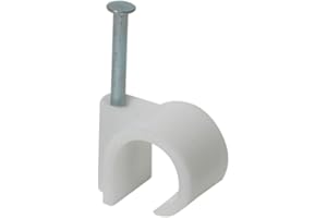 DEBFLEX Range Fixation électrique-Clips Serre Cavalier Cable 700424 Lot de 50 Attaches Fils (Diamètres 12 à 16 mm) sous Boite avec Accroche Blanc