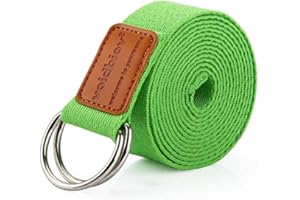 VOIDBIOV Correa de Estiramiento de Yoga 1.85-2.5M，de Cordones con Hebilla de Anillo en D de algodón Natural, Fija la Postura para Mejorar la flexibilidad del Cuerpo y Ayudar al Estiramiento Muscular