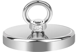 MIN CI Aimants puissants de 120 mm - Crochet magnétique extra puissant - 650 kg - Aimants à œillets avec crochet - Aimant en néodyme - Aimant en pot pour camping