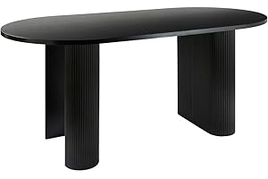 ATMOSPHERA CREATEUR D'INTERIEUR Atmosphera Créateur d'Intérieur - Table à Dîner Ovale Olova Noir Effet Bois 6 Personnes 3 Pieds Texturés Finition Semi-Brillante Salle à Manger