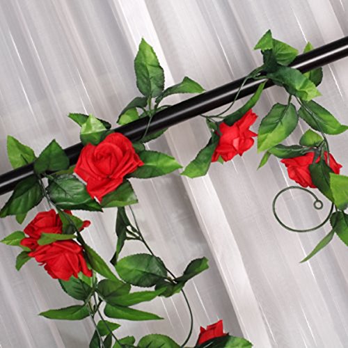 ULTNICE 2 Stück Seide Rosen-Girlande Deko Blumengirlande Kunstpflanze Kunstblume Girlande - 6