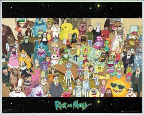 Rick Y Morty Póster Mini con Marco (Plástico) - Elenco, Todos Los Pe