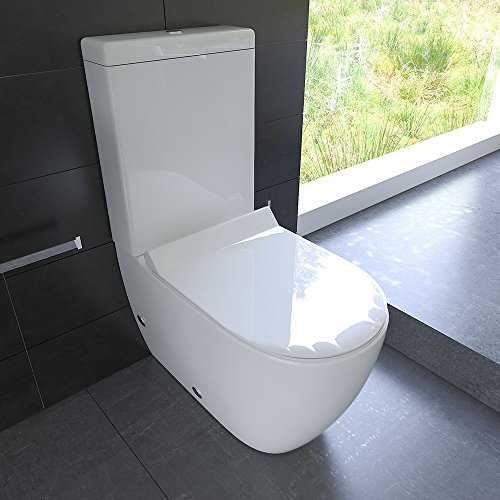 Design Stand WC mit Geberit Spülgarnitur Keramik Toilette Spülkasten WC Set WC-Sitz mit Soft-Close (Quick-Release Funktion) - 4