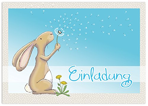10 niedliche Einladungskarten zum Kindergeburtstag „Hase HAMLET“ DIN A6 beidseitig bedruckt - 3