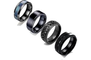 MEENAZ Black Rings for Men Mens couples gents friends unisex Boys Boyfriend heart love Stainless Steel Stylish Valentine gift