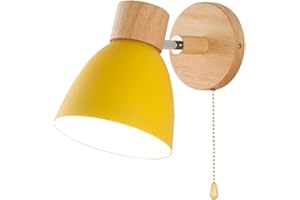 TPWEWRX Applique murale Lampe d'éclairage avec interrupteur marche/arrêt, lampe murale Macaron E27 Base en bois massif Appliques murales pour salon Allée Chambre d'enfant enfant (Yellow)