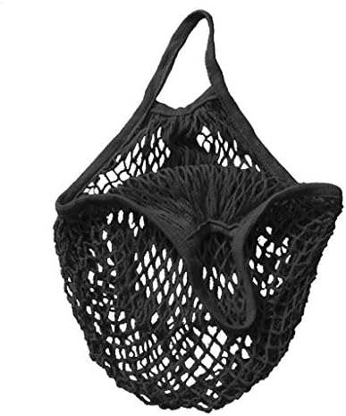 FULLA2116 Mesh Bag Net Woven Re Usable Organic Cotton String Shopping Bag Black, 15Inch