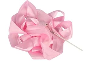 LL Gym Dance Ribbon Rhythmic Art Gymnastic Streamer Baton Twirling Rod Stick 4M (Pink)