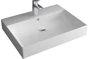 Alpenberger Waschbecken Gäste WC | Aufsatzwaschbecken mit Hahnloch | Waschtisch Bad Waschplätze | Keramik Handwaschbecken 60 cm Breit | Gästewaschbecken Badezimmer | Hängewaschbecken Wandmontage