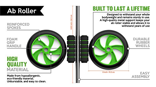 Bauchtrainer für starke Schultern / Arme / Rücken / Bauchmuskeln :: Bauchroller für ganzen Körper :: Bester Bauchmuskeltrainer für Zuhause mit Doppel-Bauchübungsrad :: Ab Roller für Sixpack :: 100%-Geld-zurück-Garantie & lebenslange Gewährleistung - 4