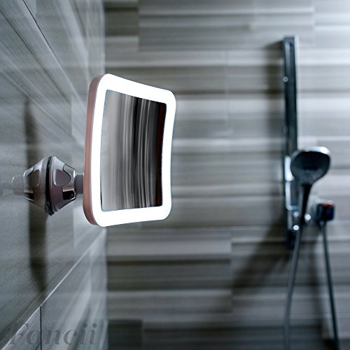 Fancii 7-fach Vergrößerung Kosmetikspiegel beleuchtete – Tageslicht Schminkspiegel – Kompakt, Saugnapf, 360° Drehung, Tragbar Rasierspiegel Spiegel mit LED Beleuchtung (Eckig) - 7