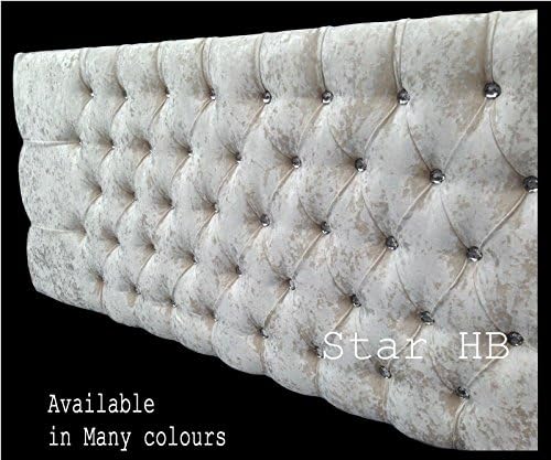 New Stylish Crush Velvet Bedworth Diamonte Headboard - ALL Sizes &amp; Colours in Stock (Silver, 4FT)