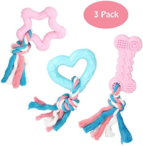 Puppy Chew Toy by Payxuan Teething Dental Chew Toy with rope for small Dogs-3pcs