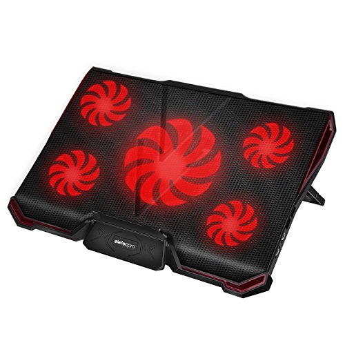 Wind Laptop K  hler  EletecPro Cooling Pad 5 L  fter mit roten LEDs 2 USB Ports F  r 12-17 Zoll Computer - Gamer Gaming Notebookst  nder Einstellbare 