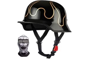 XYYYM Mezzo Casco Moto Vintage Tedesco Casco a Faccia Aperta Retrò Omologato ECE, Berretto Donna Uomo Adulto Fibbia a Sgancio Rapido Regolabile, Scooter Crociera Bicicletta, 57~64cm