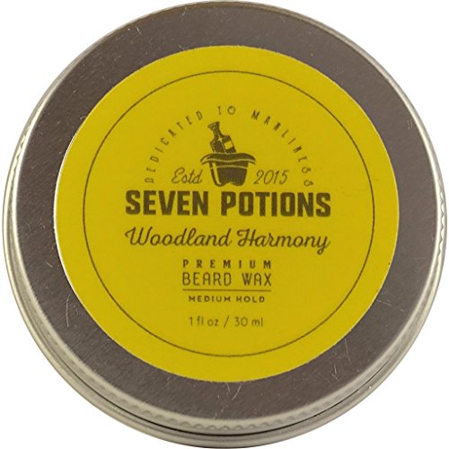 Seven Potions Beard Wax 30 ml. Natural And Organic Beard Styling Wax For Medium Hold. Shape And Nourish Your Beard While Looking Natural. Doesn't Make The Beard Stiff (Woodland Harmony)
