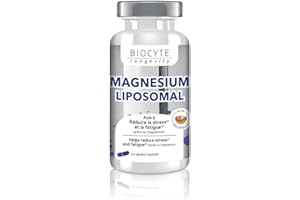 BIOCYTE Magnésium Liposomal - Complément Alimentaire Stress et Fatigue - A base de Magnésium, Acide Pantothénique, Taurine, Vitamines B - 60 Gélules - Programme de 30 Jours