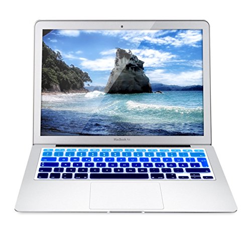 kwmobile Tastaturschutz Apple MacBook Air 13“/ Pro Retina 13“/ 15“ – QWERTZ Silikon Laptop Tastaturfolie – Notebook Tastaturschutzfolie Hellblau Dunkelblau - 4