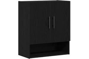 vidaXL Armadio di Stoccaggio Moderno in Rovere Nero | Ampia Costruzione in Legno Solido per Interni | Maniglie Chrome a T alla Moda | Ideale per Soggiorno, Ufficio o Camera da Letto